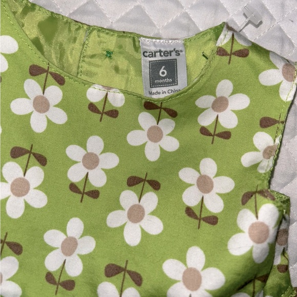 New Carter’s Infant Girls Sleeveless Lime Green Dress Floral Pattern Size 6 mths - Picture 3 of 7